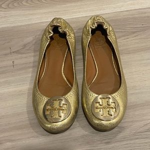 Tory Burch Flats Metallic Gold Size 5.5